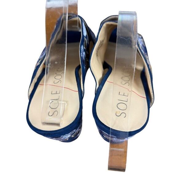 Sole Society Luella Womens Navy Blue Embroidered Floral Cross Sandals Heels 7.5 - Picture 10 of 16